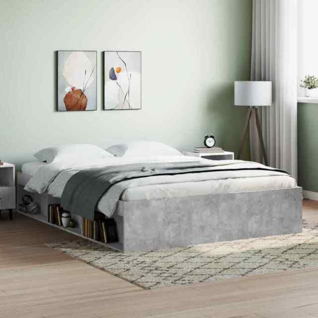 Bed Frame Concrete Grey 160x200 Cm Vidaxl