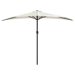 Balcony Parasol With Aluminium Pole Half Patio Umbrella Canopy Shade