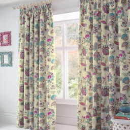 Dreams & Drapes Marinelli Floral Thermal Pencil Pleat Lined Curtains,