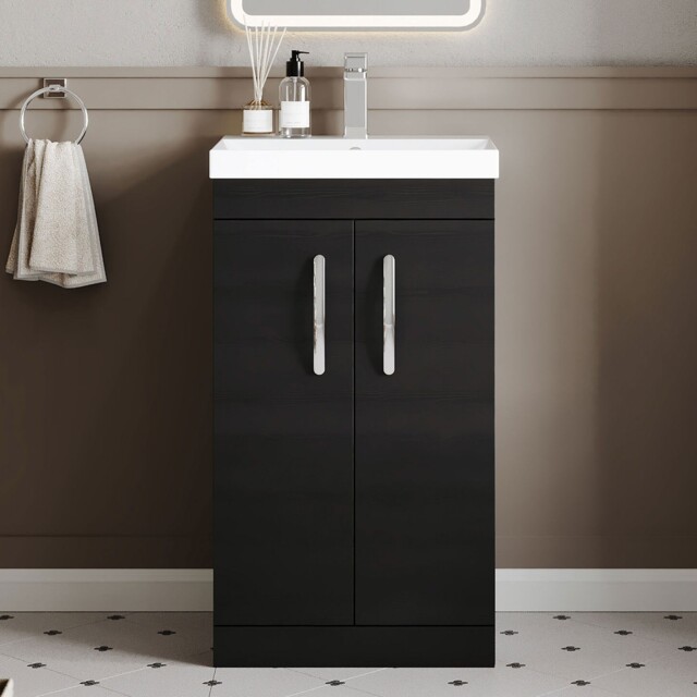 Nuie Athena Floor Standing 2-door Vanity Unit Basin-3 500mm Charcoal