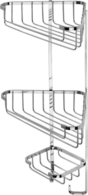 Croydex Stainless Steel 3 Tier Corner Shower Caddy Chrome Basket