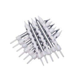 Silver Metallic Star Birthday Candles Pack Of 12