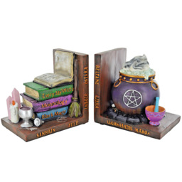 Pair Of Book Ends - Witches Wiccan Cauldron Book Shelf Tidies
