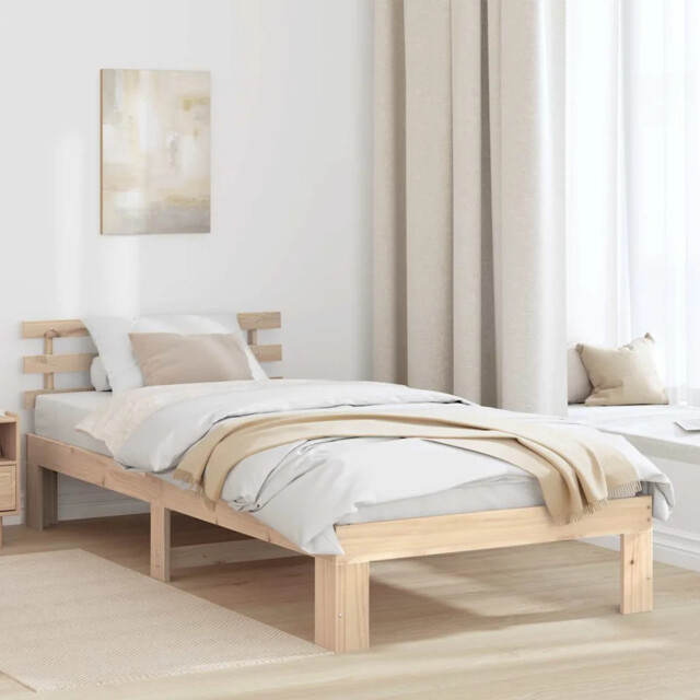 Bed Frame With Headboard Brown 80 X 200 Cm Solid Pine Wood Vidaxl