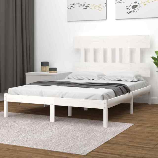 Bed Frame White Solid Wood 160x200 Cm Vidaxl