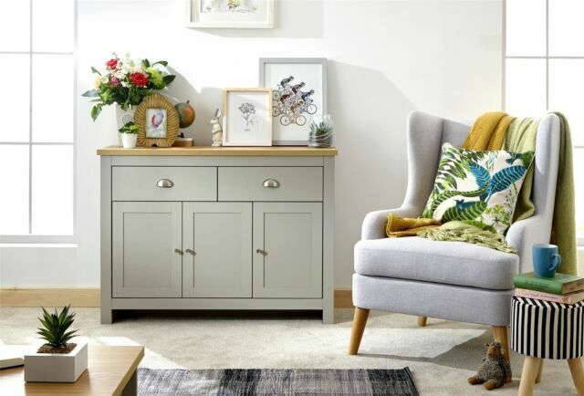 Gfw Lancaster Grey/oak Large Sideboard- Assembly Option- Local