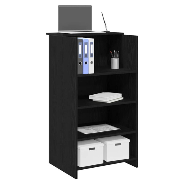 Reception Desk Black 55x50x103.5cm Engineered Wood With Counter &