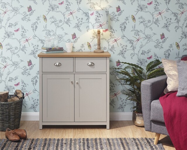 Gfw Lancaster Grey/oak Small Sideboard- Assembly Option- Local