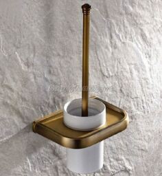 Antique Brass Wall Mounted Bathroom Accessories Toilet Brush Holder