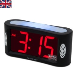 Compact Black Led Digital Alarm Clock With Battery Backup & Large