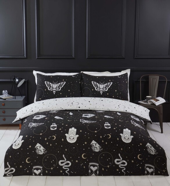 Rapport Home Gothic Magick Duvet Cover Set - Single Black Skull