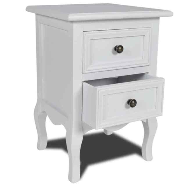 Nightstand With 2 Drawers Mdf White Vidaxl