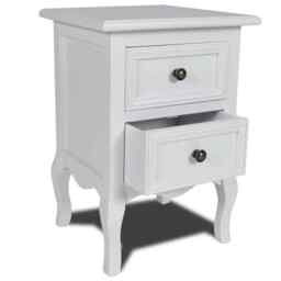 Nightstand With 2 Drawers Mdf White Vidaxl