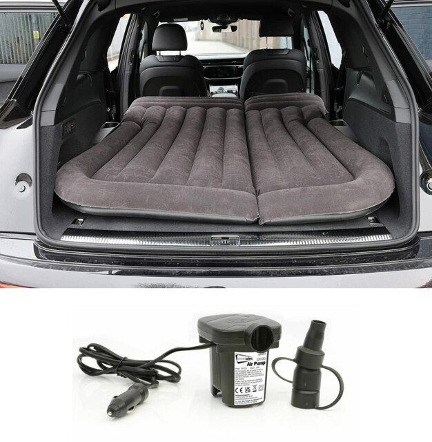 Camping Travel Inflatable Rear Car Boot Double Air Bed Mattress Grey