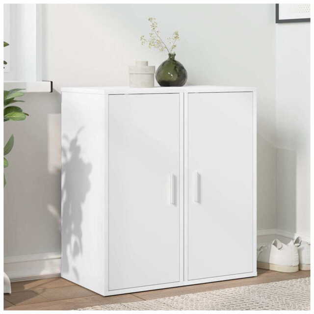 Shoe Cabinet White Engineered Wood 32x35x70cm 2-door Indoor Slim