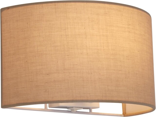 Harper Living Taupe Wall Light With Switch, E27 Es Fabric Shade,