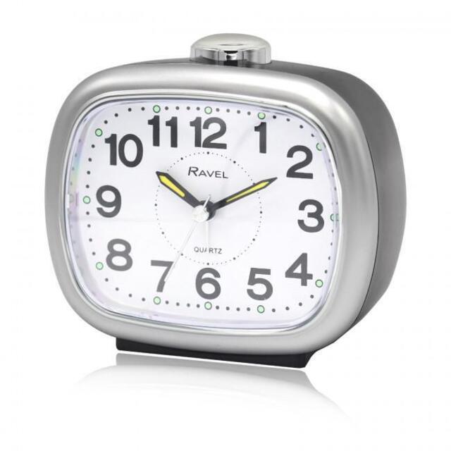 Ravel Large Sized Bedside Quartz Alarm Clock Black/silver Rc045.13