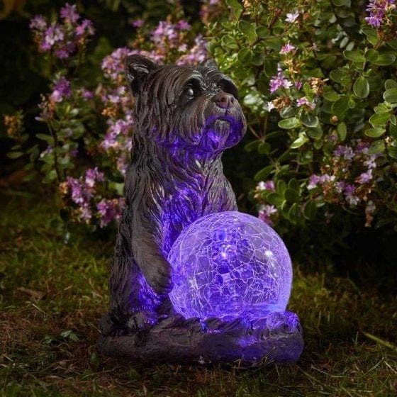 Smart Solar Mystic Dog Crackle Ball Solar Garden Ornament Led Light