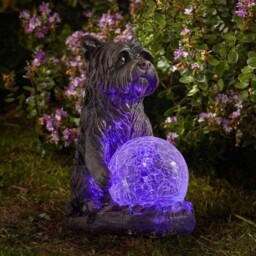 Smart Solar Mystic Dog Crackle Ball Solar Garden Ornament Led Light