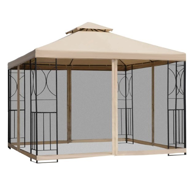 Garden Gazebo Double Roof Outdoor Gazebo Canopy Shelter With Netting