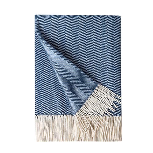 Herringbone Sofa Throw Blanket Faux Cashmere Lightweight Soft Cozy