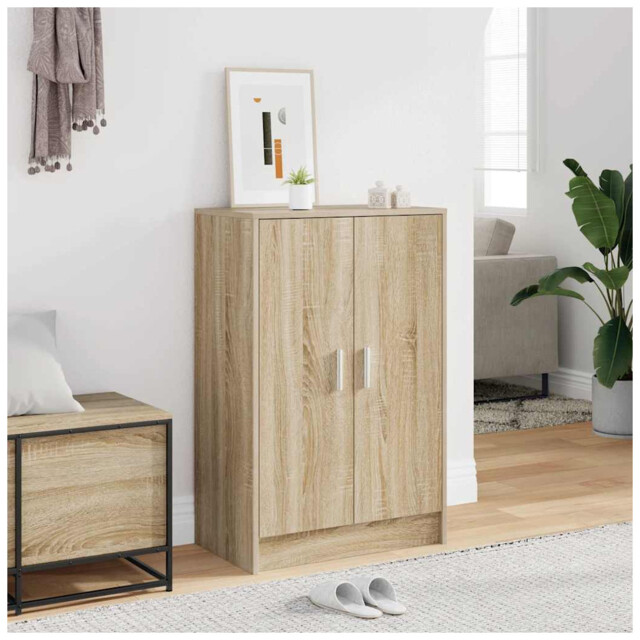 Shoe Cabinet Sonoma Oak 60x35x92cm Engineered Wood 5 Shelves 2 Doors