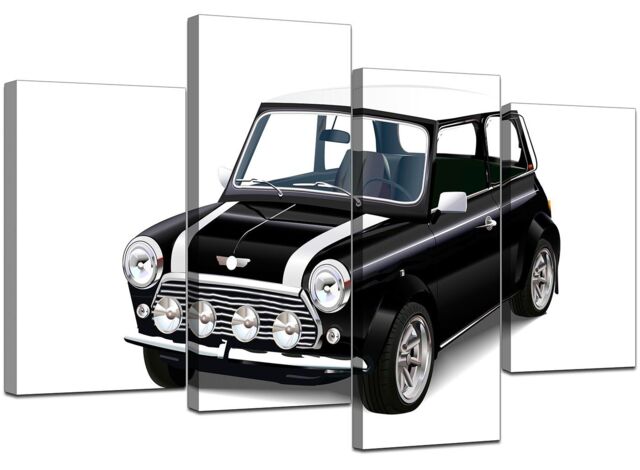 Mini Cooper Car Canvas Wall Art Pictures Black White Xl Prints 4095