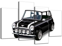 Mini Cooper Car Canvas Wall Art Pictures Black White Xl Prints 4095