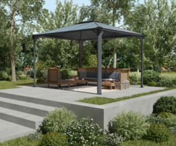 Garden Gazebo 3x3.6m Polycarbonate Roof Durable Aluminium Frame