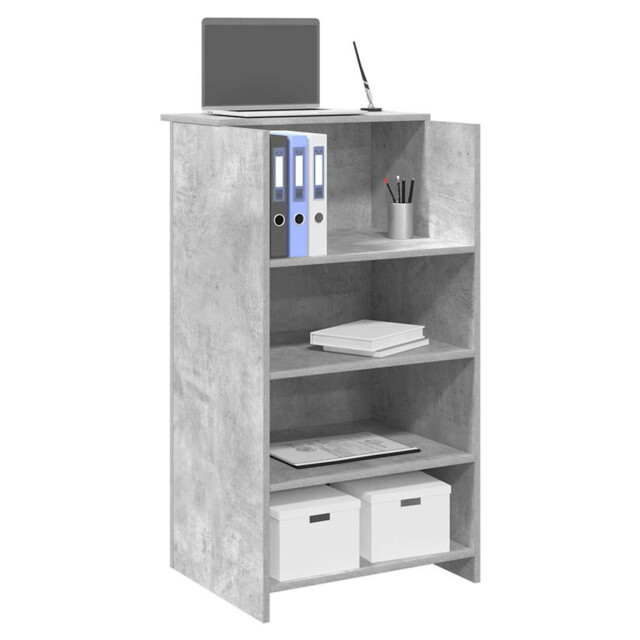 Reception Desk Concrete Grey 55x50x103.5 Cm Engineered Wood Storage