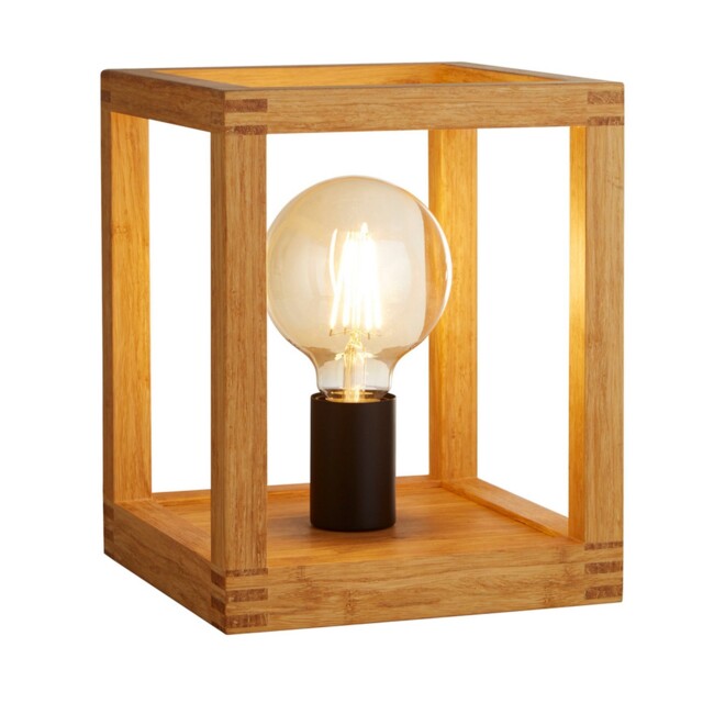 Brown Wood Cube Frame And Black Metal Bedside Desk Living Room Table