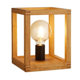 Brown Wood Cube Frame And Black Metal Bedside Desk Living Room Table