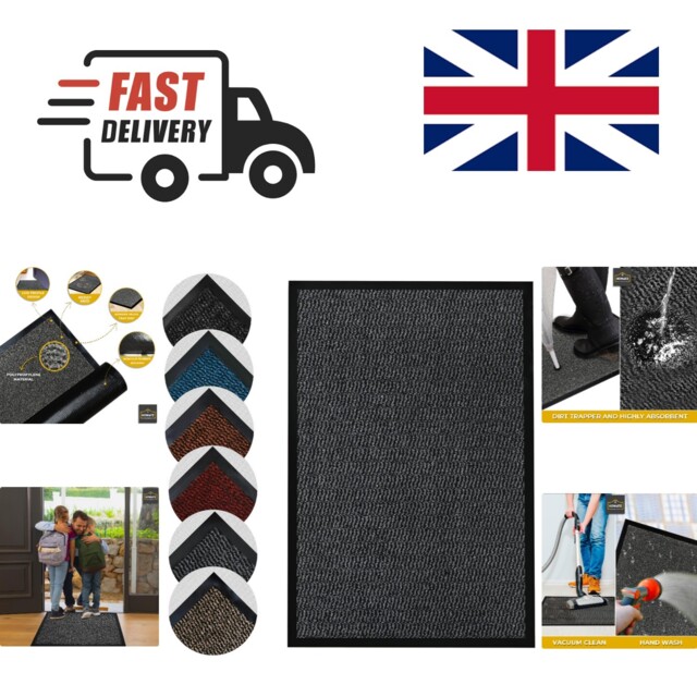 Heavy Duty Non-slip Rubber Back Doormat - Super Absorbent & Washable,