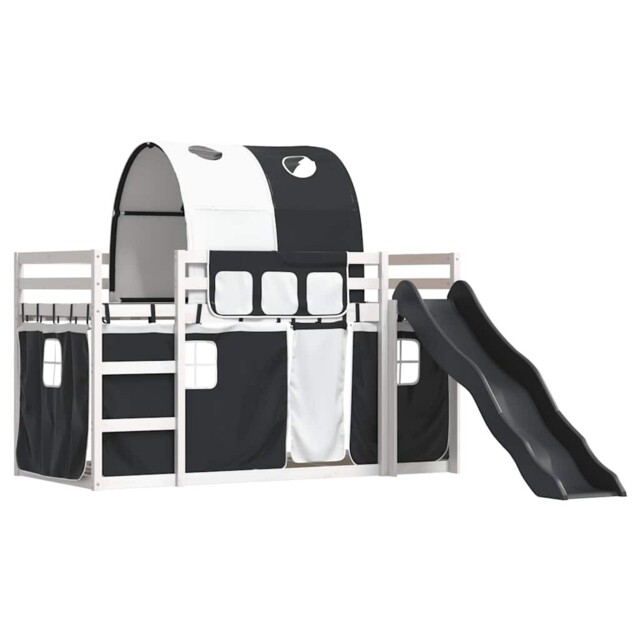 Bunk Bed With Slide And Curtains Bed Frame Kids Twin Sleeper Loft Bed