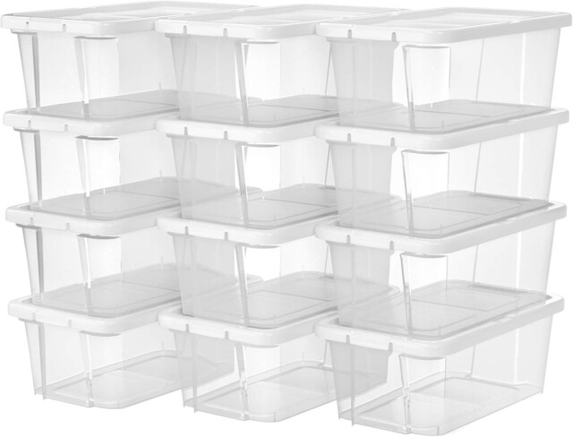 Songmics Set Of 12 Shoe Boxes Storage Boxes For Shoes Shoe Storage Box