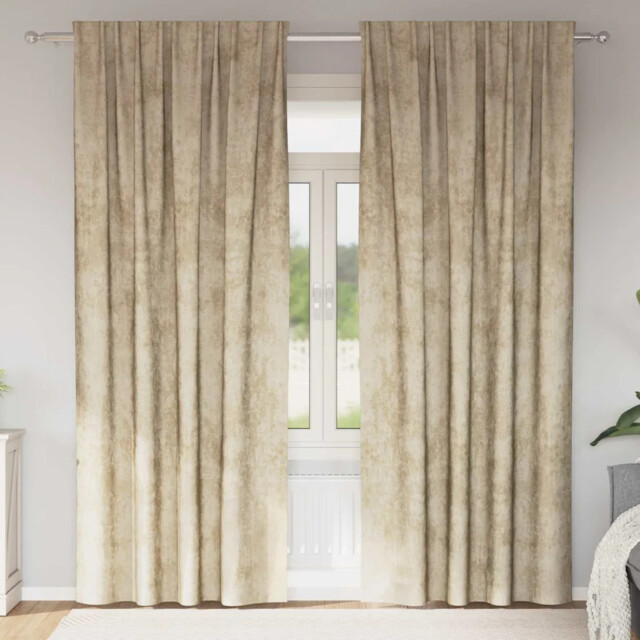 Curtain With Curtains 2 Pcs Cream 260 X 140 Cm Velvet Vidaxl