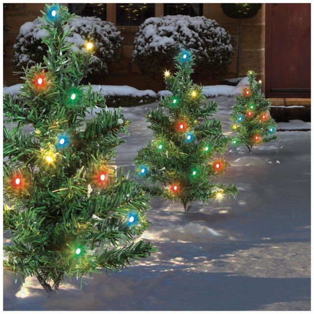 6 X Multi Coloured Led Christmas Tree Path Lights, 40cm