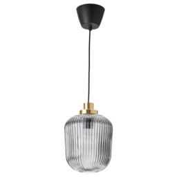 Ikea Solklint Pendant Lamp Brass Grey Glass 22cm Ceiling Light Premium