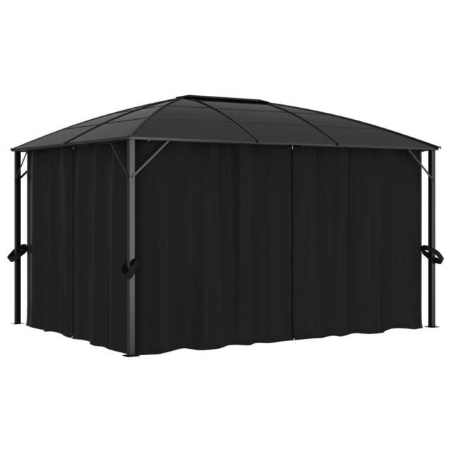 Gazebo With Curtains 400x300x265 Cm Anthracite Vidaxl