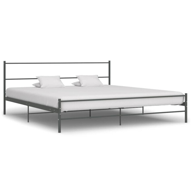 Metal Bed Frame Grey Super King 180x200cm Powder-coated Robust Durable