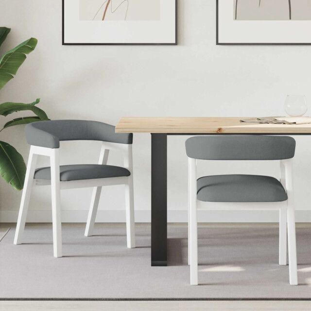 Dining Chairs 2 Pcs White 54 X 57 X 73 Cm Solid Rubber Wood Vidaxl