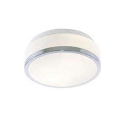 Polished Chrome Bathroom Modern Round Flush Light With Glass Shade