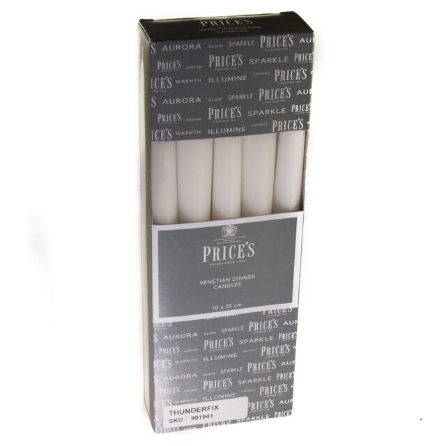 "Venetian 10"" Dinner Candles White - Prices"