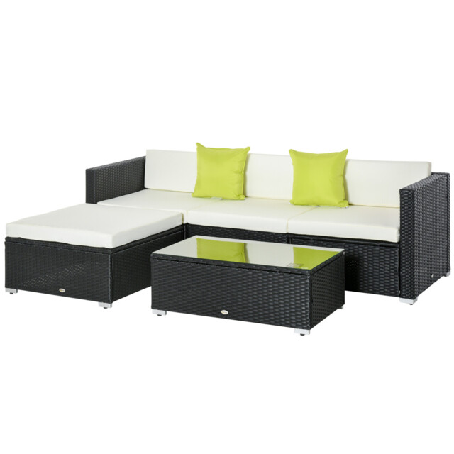 Outdoor Rattan Sofa Set Black 75x75x64cm Pe Wicker Cushioned 5pc