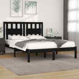 Bed Frame Black Solid Wood Pine 200x200 Cm Vidaxl