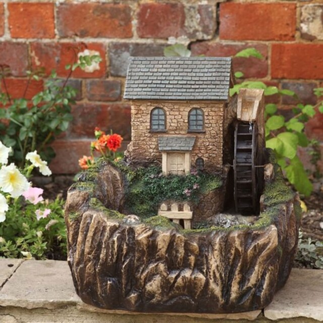 Smart Solar Self-contained Water Mill House Garden Fountain Feature