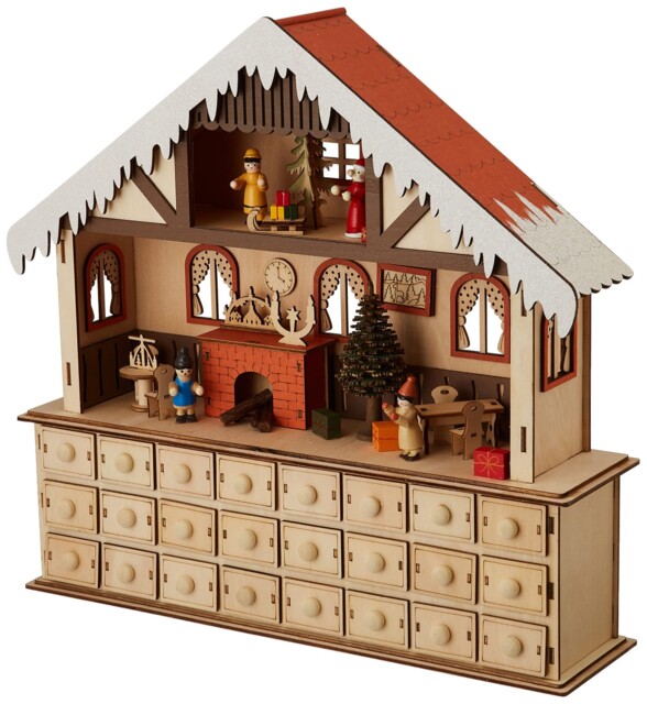 Small Foot Living Room Advent Calendar With Lights, Wood, Nature, 39 X