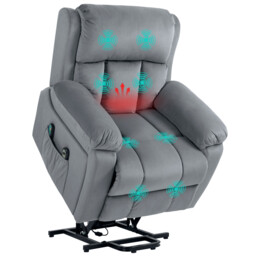 Power Lift Recliner Chair Massage Heat Riser Armchair Grey With Remote