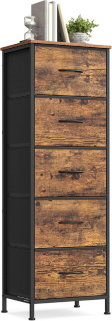 Songmics Chest Of Drawers, 5 Fabric Drawers Storage Unit, Steel, Mdf,