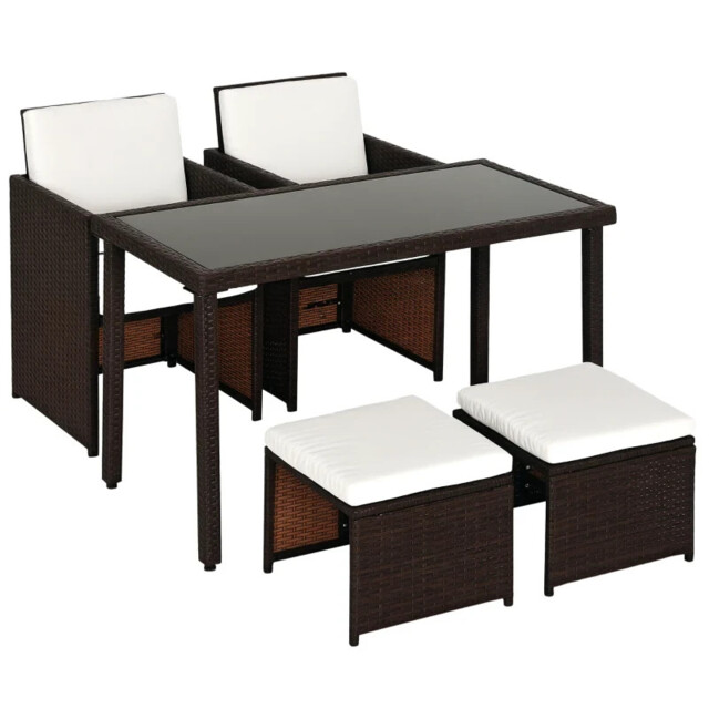 Rattan Dining Set With Cushions Outdoor Table And Chairs With 2
